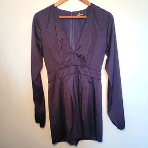 Lulus Women's‎ Steep Slope Navy Blue Long Sleeve Romper Size Small